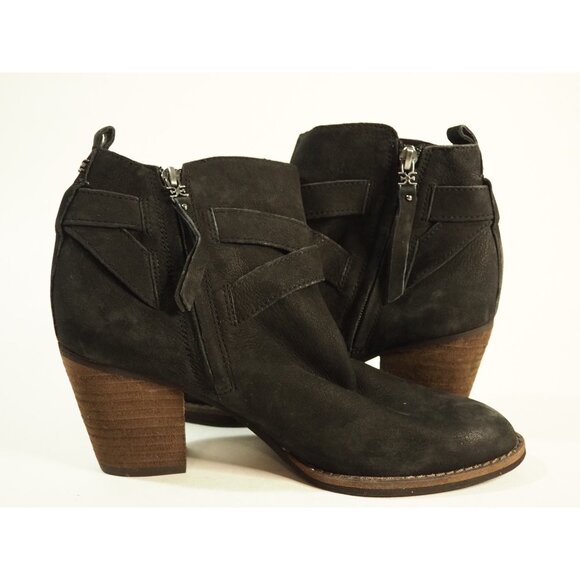 Sam Edelman Morris Black Suede Pointed Toe Chunky Heel Zipper Ankle Boot, Sz 8.5 - Picture 6 of 9